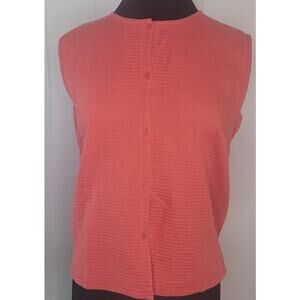 Eileen Fisher Blouse L Coral Textured Boxy NWOT Romantic Cottagecore City Chic